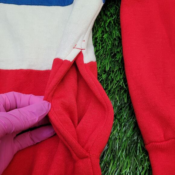 Line-Up Zip Fleece Jacket M/L 22x22 Boxy Cropped Red Blue - Picture 13 of 13